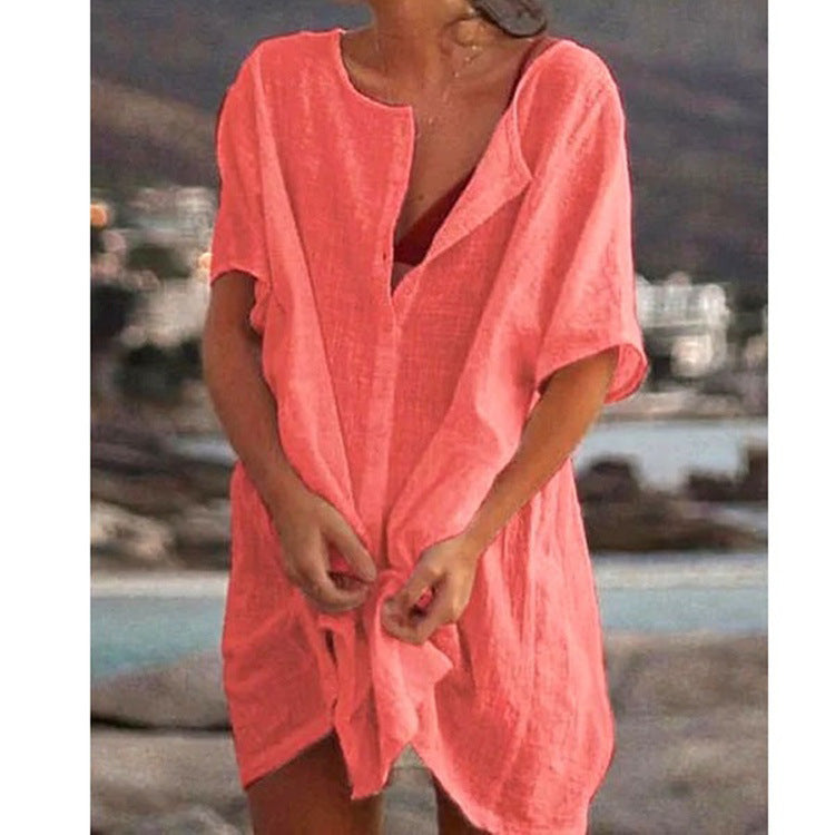 💁♀️Gorąca wyprzedaż 🔥 Damska bawełniana i lniana luźna długa koszula (S-8XL)