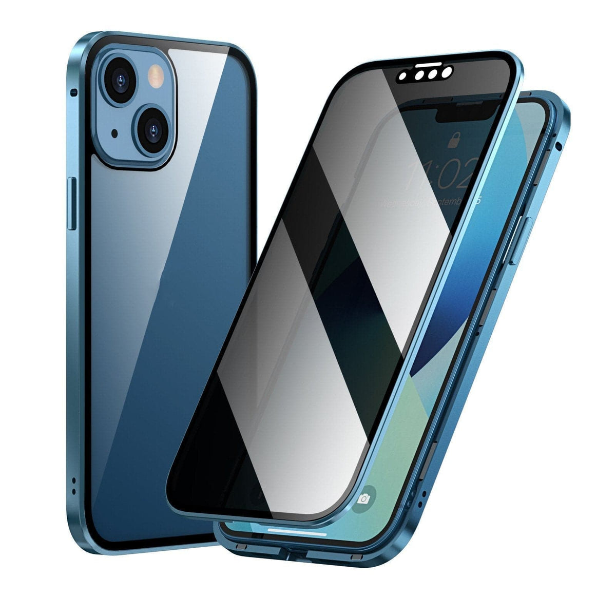 Magnetyczne etui na iPhone'a ze szkłem antyrefleksyjnym i metalem