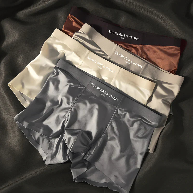 (3 szt.) Elegancka męska bielizna Ice Silk marki Mulberry Silk Antybakteryjne bokserki męskie