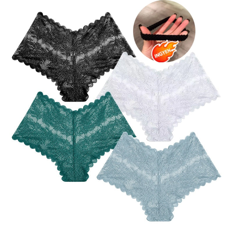 【✨ 1 + 3 gratis - 4 sztuki】Kobiece seksowne koronkowe stringi - Przezroczyste stringi w kwiatowy wzór 💋