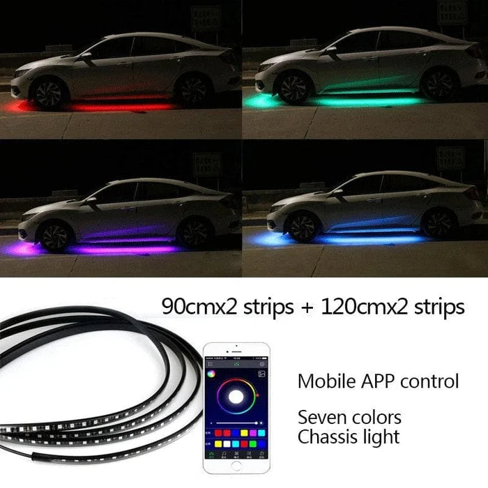2024 Elastyczne, wodoodporne światła LED RGB do podwozia samochodowego (4 SZTUK)