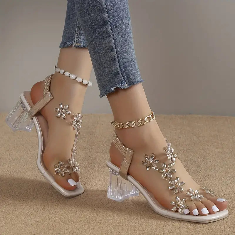 🔥Ostatnia oferta z 50% rabatem – sandały damskie z kwiatami i cyrkoniami