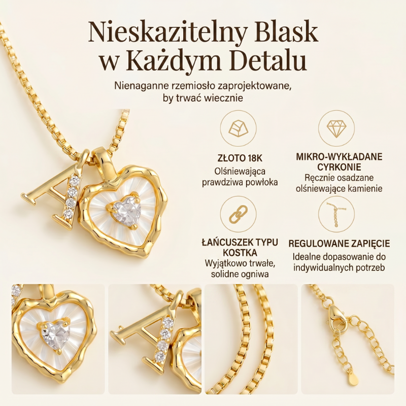💖 Naszyjnik z literą w kształcie serca z drobnymi brylantami｜✨ Romantyczny i uniwersalny – płatność przy odbiorze