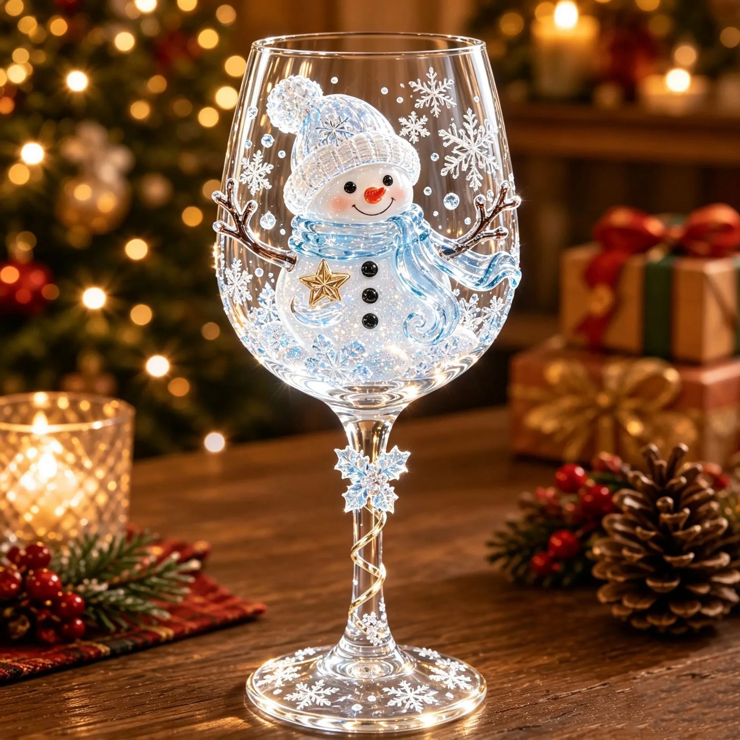 🔥🎁Zestaw świąteczny z kolekcją kieliszków do wina 3D w pudełku prezentowym✨