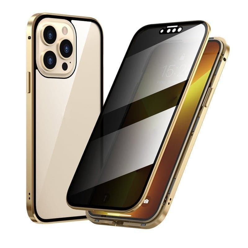 Magnetyczne etui na iPhone'a ze szkłem antyrefleksyjnym i metalem