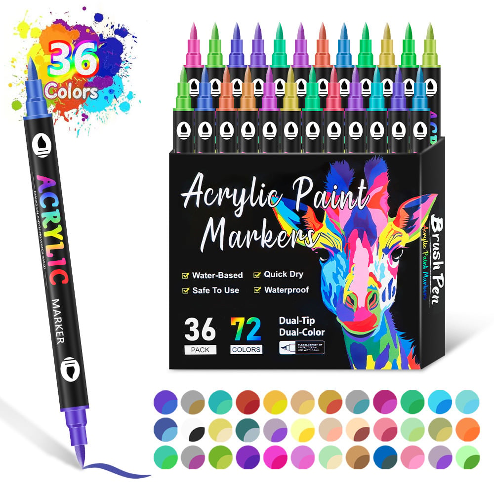 🎨🔥 Dwustronny marker akrylowy – 24/48/72/120 kolorów