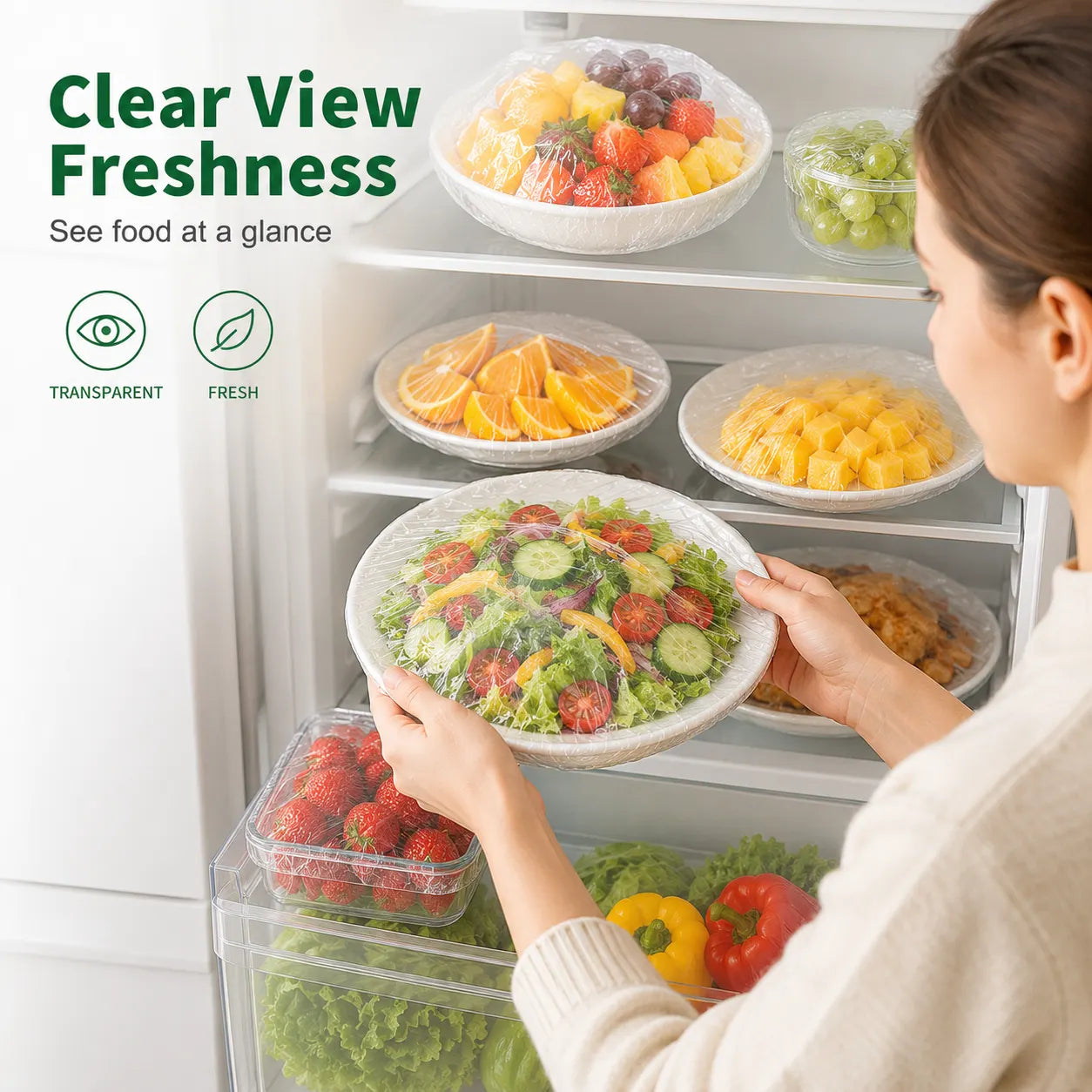✨🥗 –50%! 💥Worki do przechowywania świeżości – 100 szt. wielokrotnego użytku, PEHD/PEBD i elastyczne.