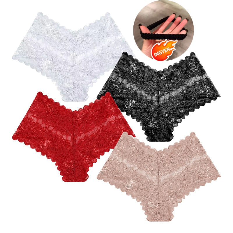 【✨ 1 + 3 gratis - 4 sztuki】Kobiece seksowne koronkowe stringi - Przezroczyste stringi w kwiatowy wzór 💋