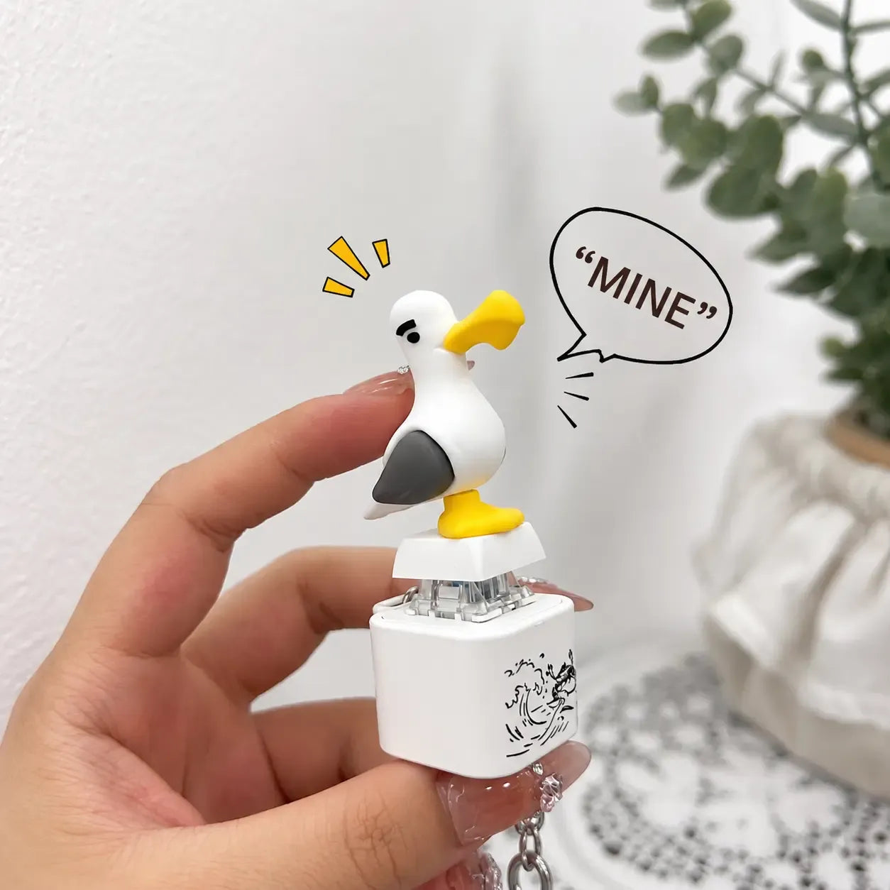 😆Mewa MINE! Brelok z guzikiem – prawdziwy dźwięk i światło LED