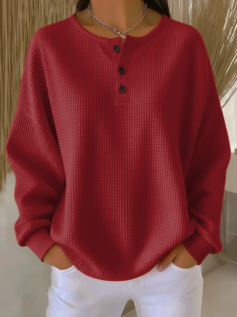 Bluza z kołnierzykiem Henry'ego w stylu casual