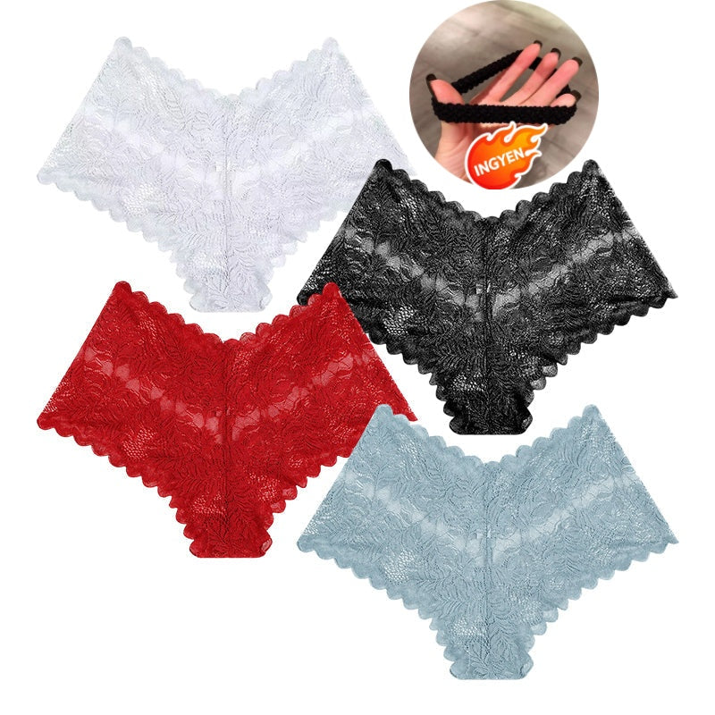 【✨ 1 + 3 gratis - 4 sztuki】Kobiece seksowne koronkowe stringi - Przezroczyste stringi w kwiatowy wzór 💋