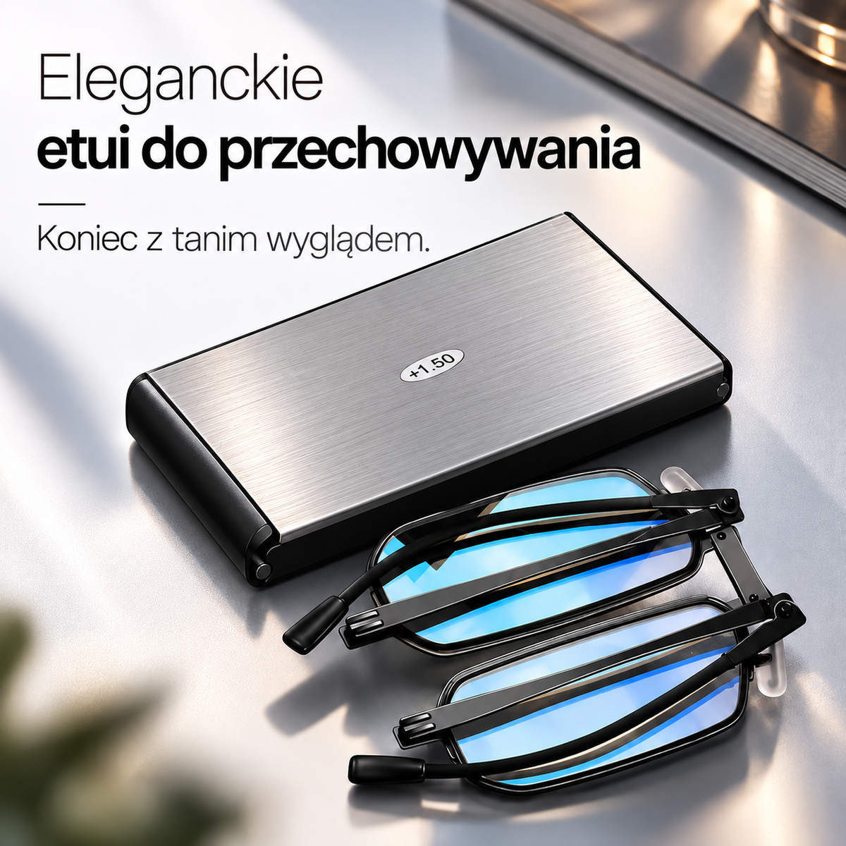 Przenośne okulary do czytania z filtrem światła niebieskiego, które można przymocować do telefonu