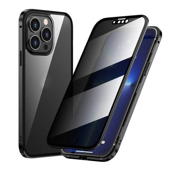 Magnetyczne etui na iPhone'a ze szkłem antyrefleksyjnym i metalem