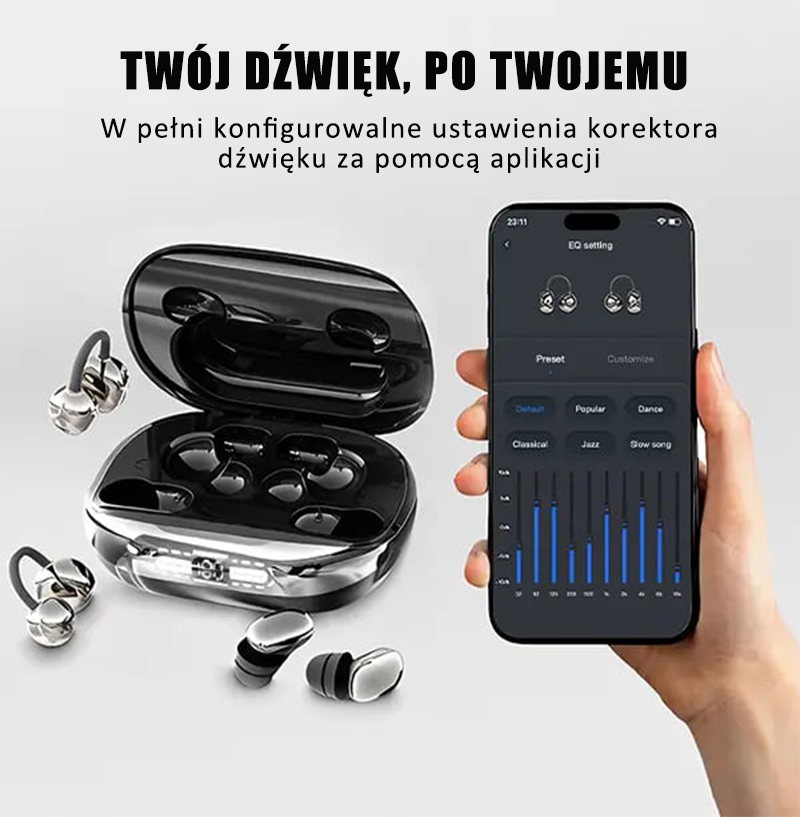 Bezprzewodowe słuchawki 3 w 1 z etui ładującym (funkcja powerbanku)