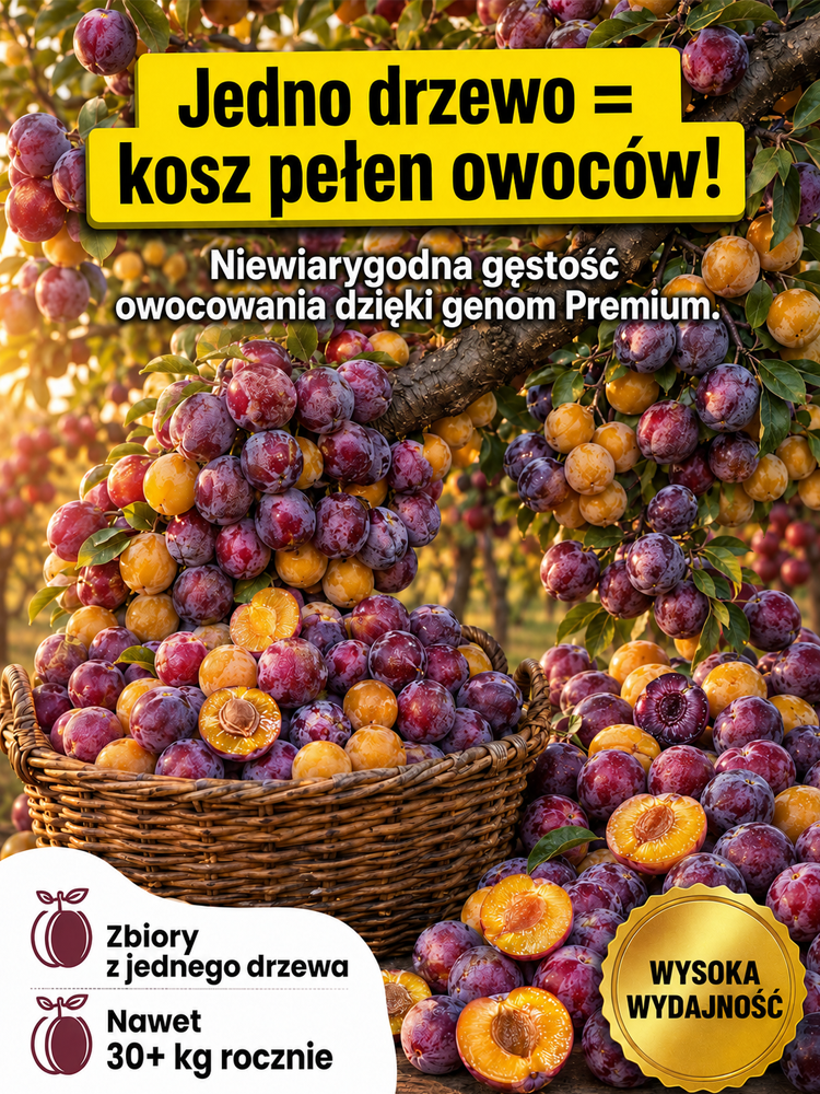 Dwuletnia szczepiona śliwa premium | Zbiór w pierwszym roku | Wysokoplenna odmiana europejska | Łatwa w uprawie