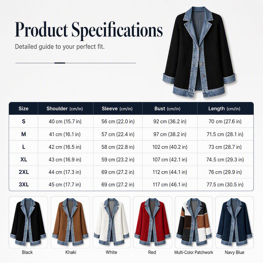⌛Oferta ograniczona czasowo – Elegancki damski płaszcz z prążkowanego jeansu