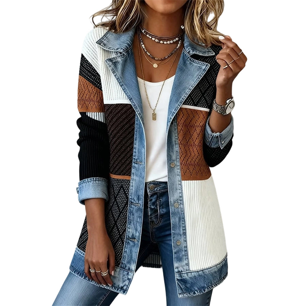 ⌛Oferta ograniczona czasowo – Elegancki damski płaszcz z prążkowanego jeansu