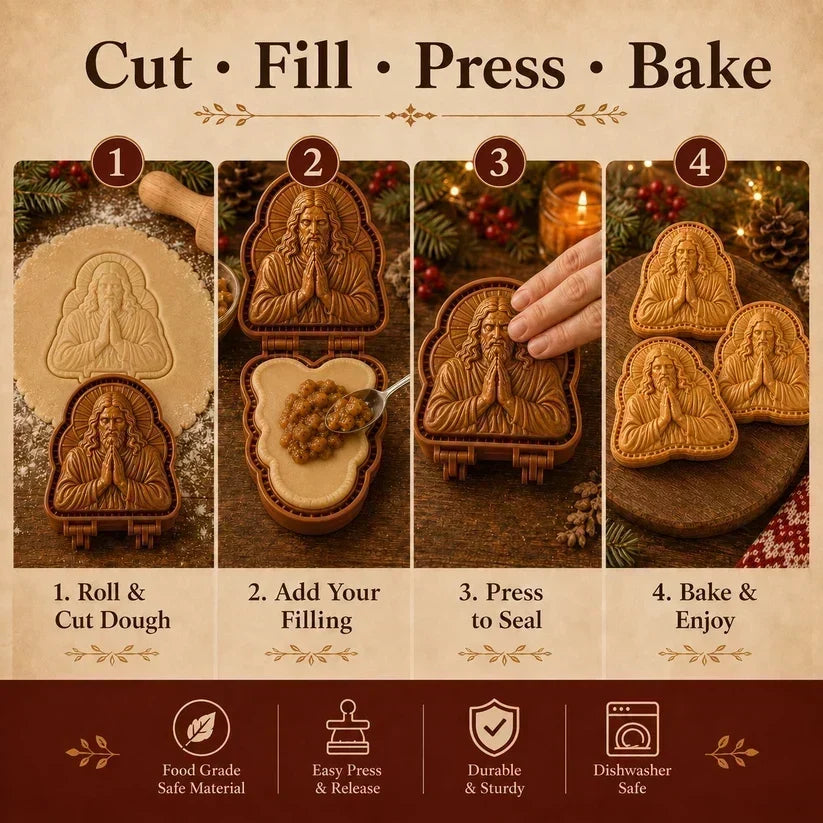 ✝️ Mini zestaw foremek do ciastek świątecznych z motywami wiary i Narodzenia Pańskiego | Wielokrotnego użytku foremki do tradycyjnego pieczenia świątecznego 🥧✨