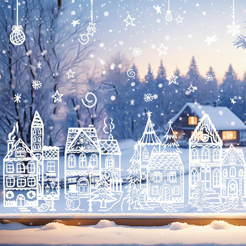 🎄Zestaw dekoracji okiennych w kształcie wioski bożonarodzeniowej🎅