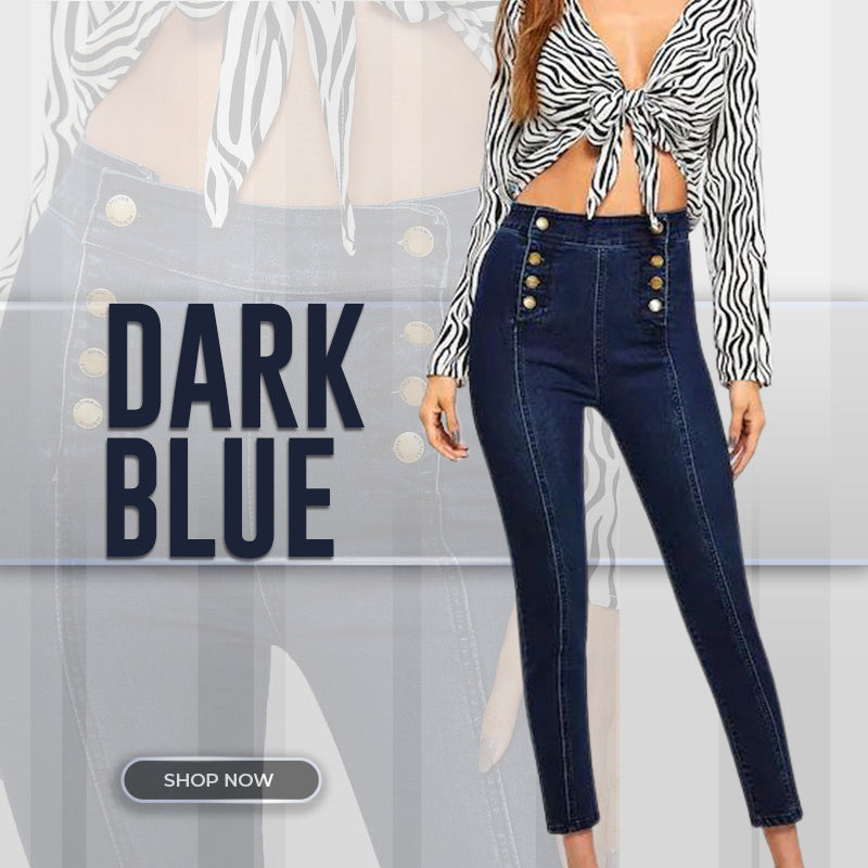 📦Płatność przy odbiorze👖Dżinsy skinny z wysokim stanem i podwójnymi rzędami