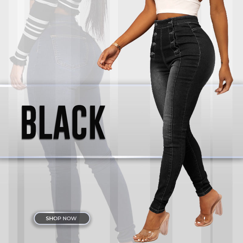 📦Płatność przy odbiorze👖Dżinsy skinny z wysokim stanem i podwójnymi rzędami
