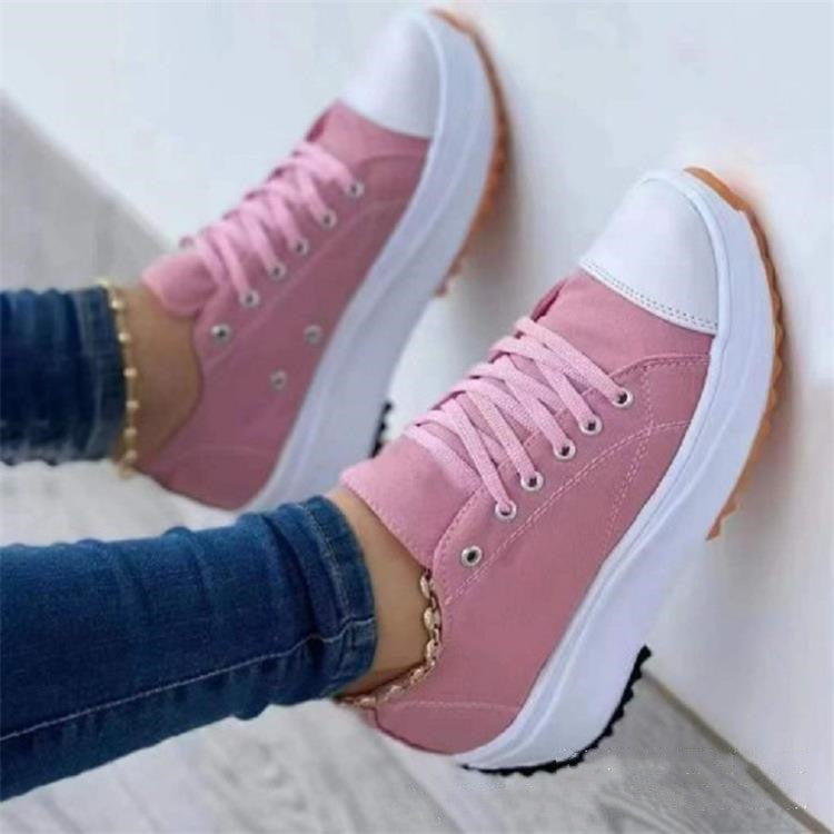 💝Limitowana wyprzedaż - 50% TANIEJ🔥🔥Damskie trampki na platformie ze sznurowadłami i obcasem