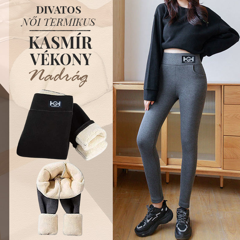 Modne damskie termiczne spodnie z kaszmiru skinny