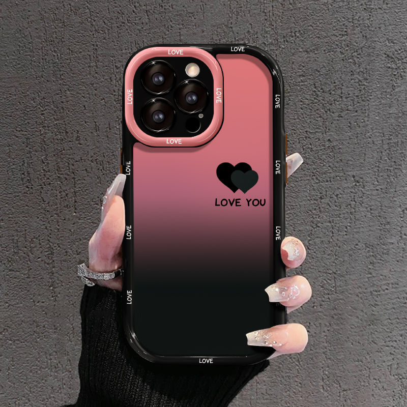 Matowe etui na iPhone'a z gradientem – KOCHAM CIĘ I SZCZĘŚCIE Smiley Designs