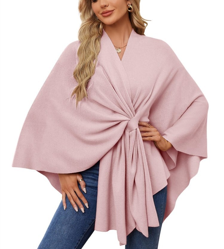 🔥Elegancki szal otulający miękki sweter ponczo z otwartym przodem