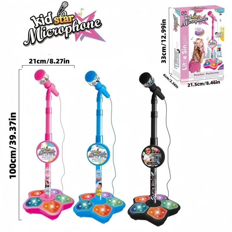 🎤 Zabawkowy mikrofon karaoke dla dzieci – światła + wysuwalna szyna (70-90cm) – idealny prezent na urodziny!🎁