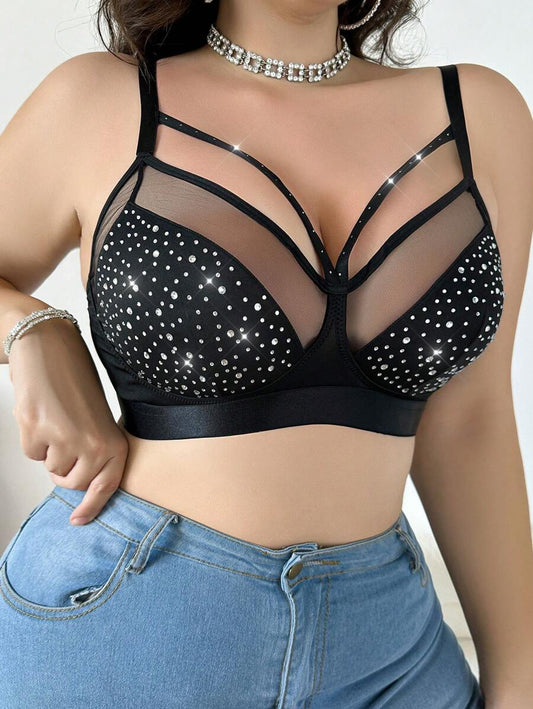 (3 szt.) Bezszwowy biustonosz ze strasami. 70% zniżki