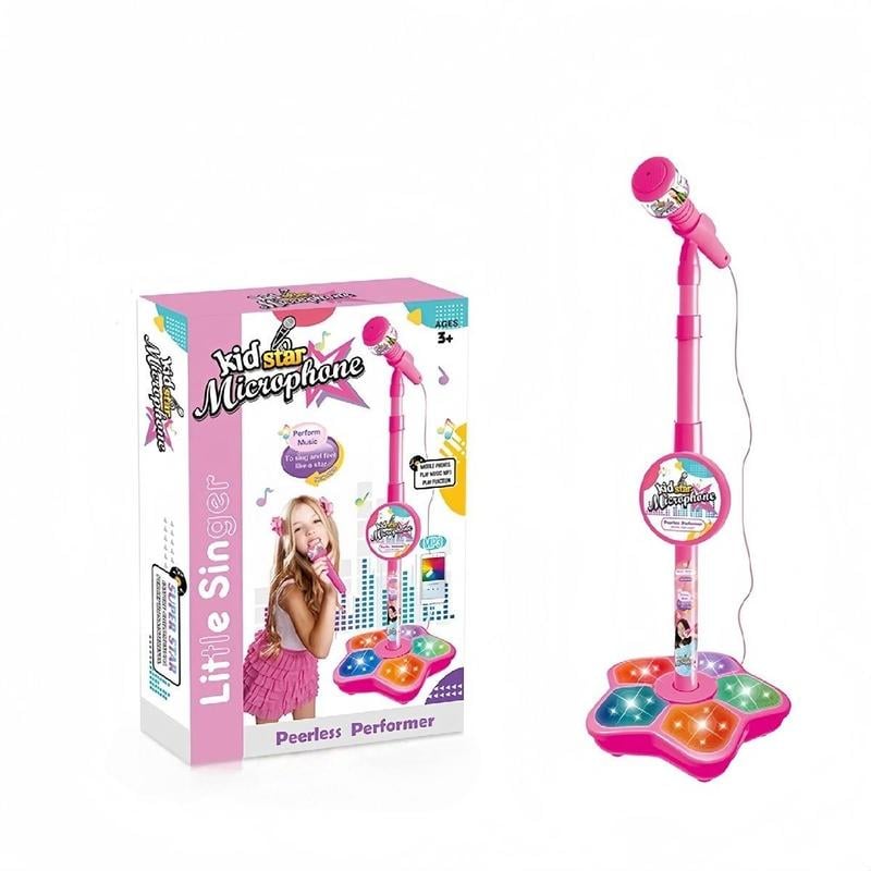 🎤 Zabawkowy mikrofon karaoke dla dzieci – światła + wysuwalna szyna (70-90cm) – idealny prezent na urodziny!🎁