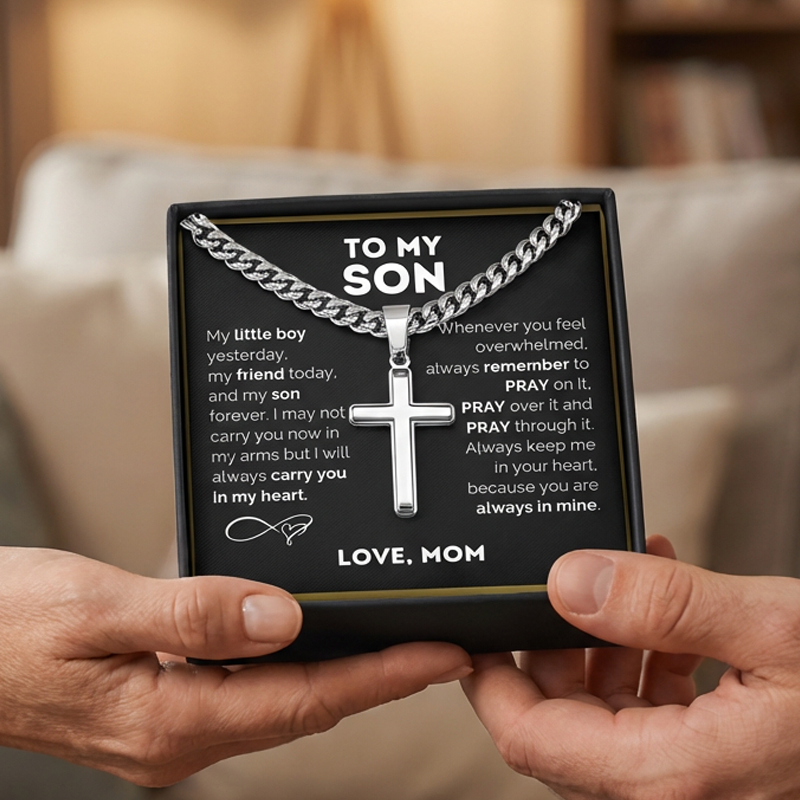 ⛓️ TERAZ 50% ZNIŻKI! ✝️ Męski naszyjnik krzyżyk ze stali nierdzewnej - ponadczasowy symbol, trwałe materiały i opakowanie prezentowe