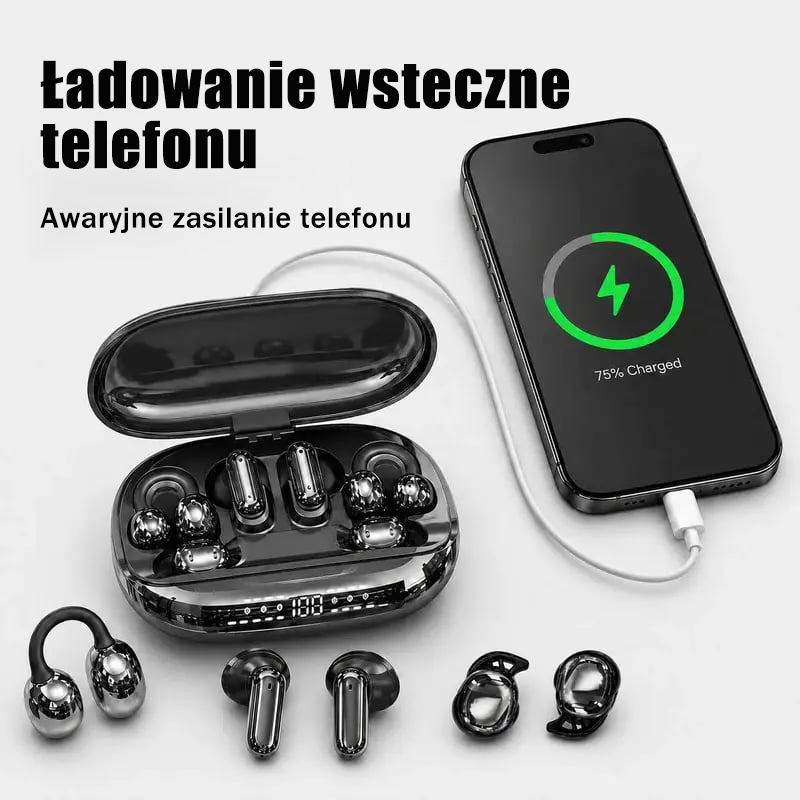 Bezprzewodowe słuchawki 3 w 1 z etui ładującym (funkcja powerbanku)
