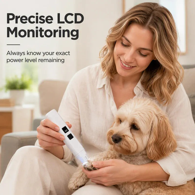 Elektryczna szlifierka do paznokci dla zwierząt z wyświetlaczem LED