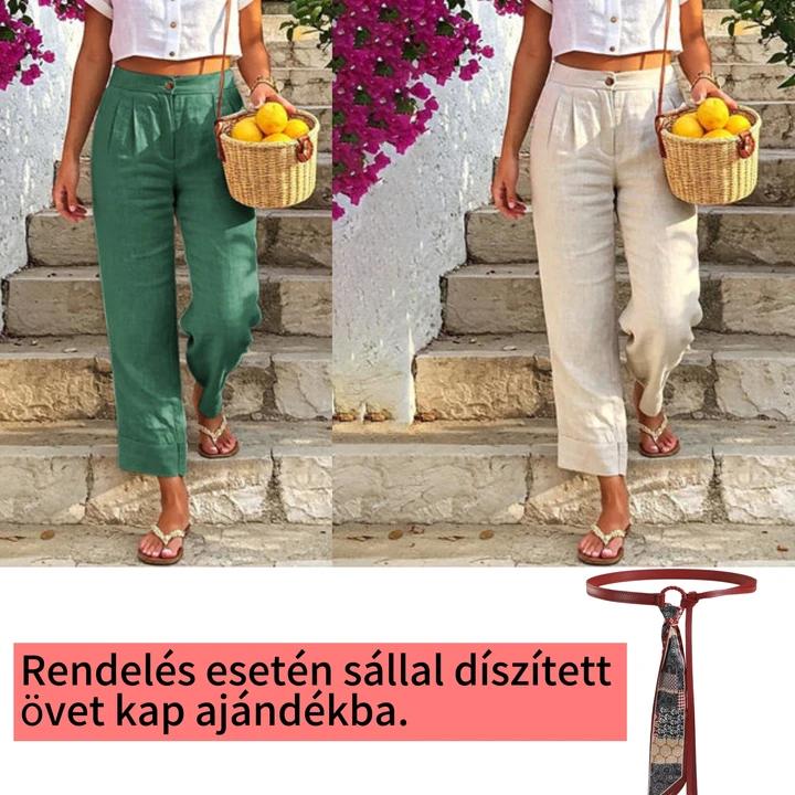 Absolutny must-have🔥👖 Lekkie spodnie z mieszanki lnu – o luźnym kroju i klasycznej prostej nogawce, idealne do pracy lub na weekend