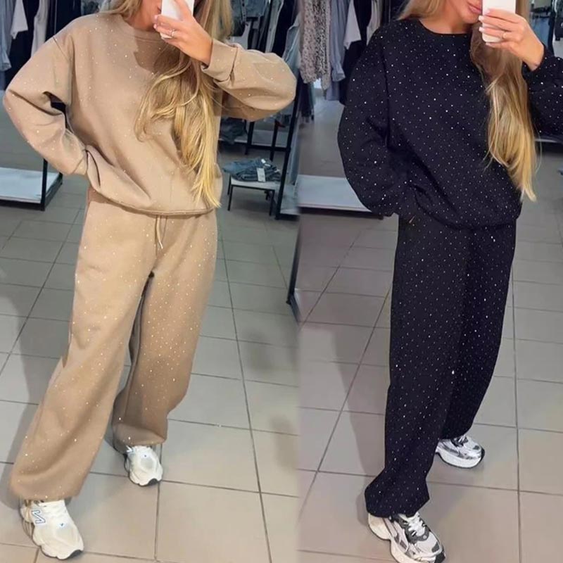 Damska sportowa bluza z okrągłym dekoltem + dwuczęściowy zestaw spodnie jogger
