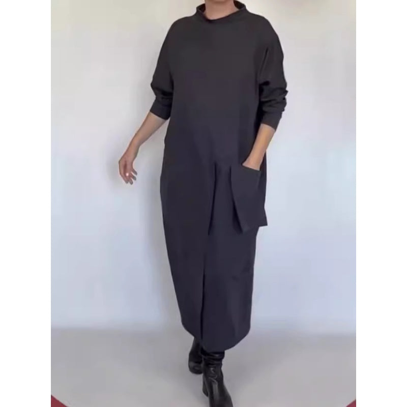 Nieregularna luźna casualowa patchworkowa sukienka maxi