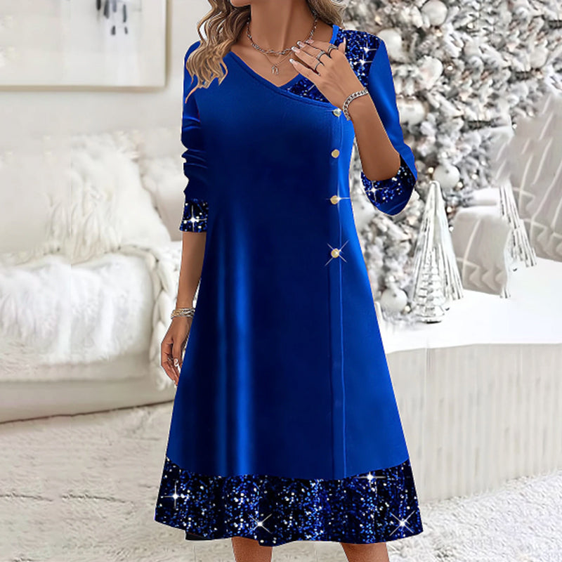 👗 Jesienno-zimowe złote aksamitne sukienki dla kobiet