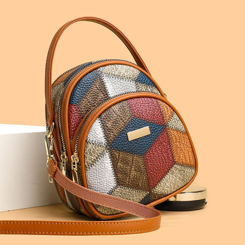 Damska torba crossbody w geometryczny wzór w stylu vintage