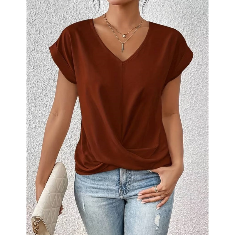 👚Elegancka koszulka z dekoltem w serek✨