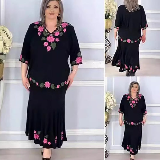 🌷Elegancka damska sukienka w kwiaty z dekoltem w szpic