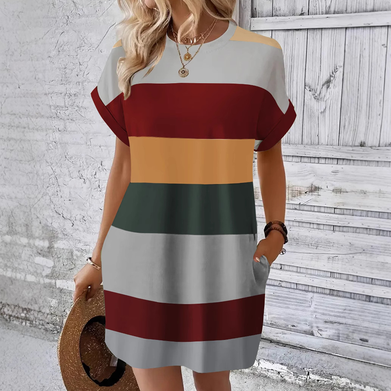 👗Sukienka damska casual z okolicznicem rundym
