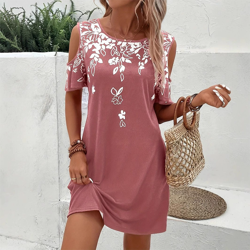 🌼【S-2XL】Sukienka midi z kwiatowym nadrukiem i wyciętymi rękawami