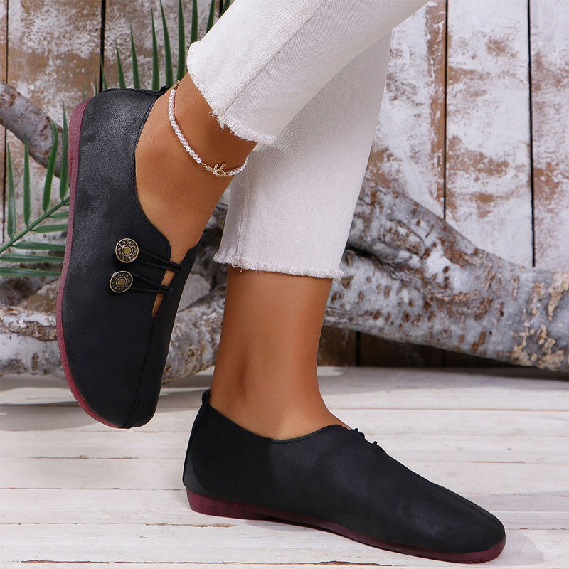 Damskie płaskie buty skórzane z miękkiej skóry