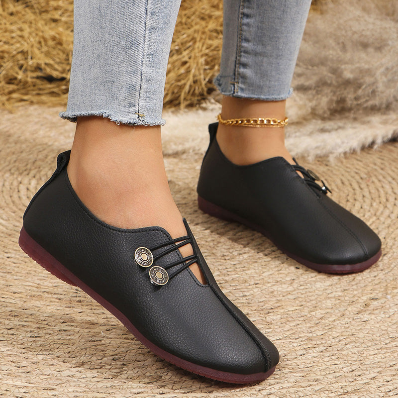 Damskie płaskie buty skórzane z miękkiej skóry