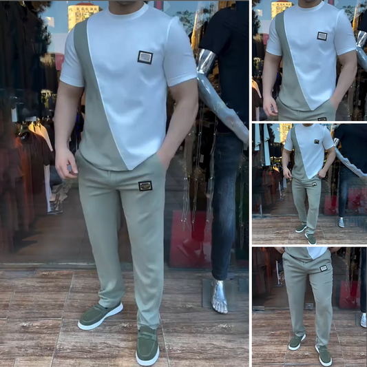 🔥 Trendy tego lata! 💁‍♀️ Męski zestaw składający się z topu i spodni na co dzień