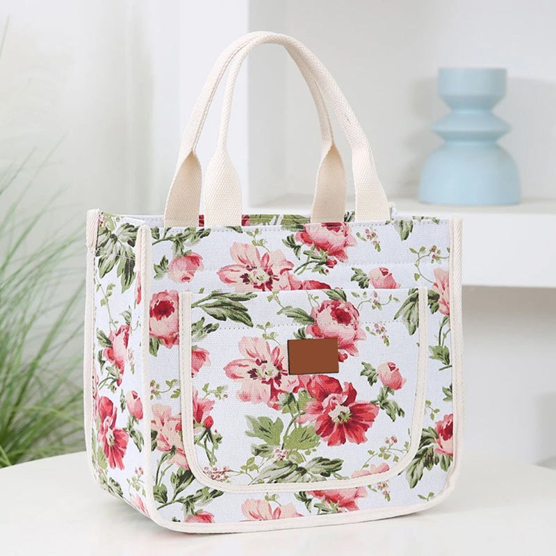 🌺Torba na lunch z nadrukiem kwiatowym dla kobiet