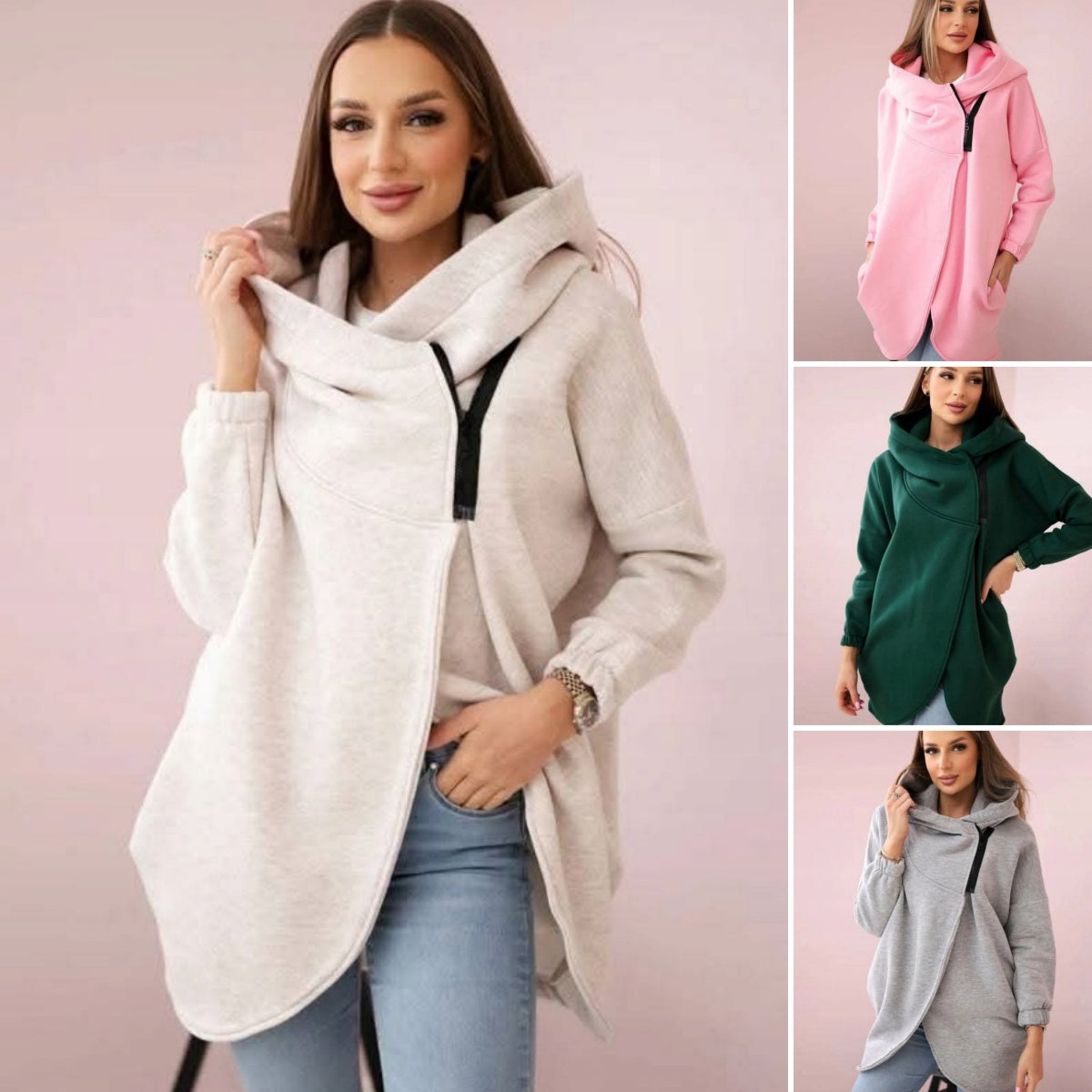😍 (S-4XL) 🌼 Damska gruba bluza z kapturem typu oversize