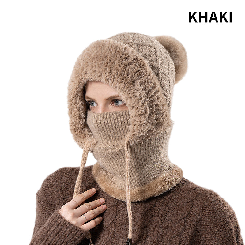 🔥Nowa oferta – stylowa, gruba czapka zimowa z dzianiny – z ciepłą osłoną na twarz i szalikiem